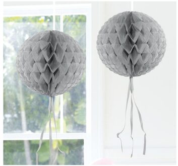 Decoratie honeycomb bol zilver 30 cm van papier - Hangdecoratie Zilverkleurig