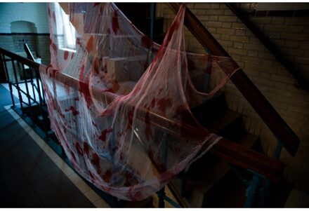 Decoratie Horror Kleed met Bloed Zilver - Grijs