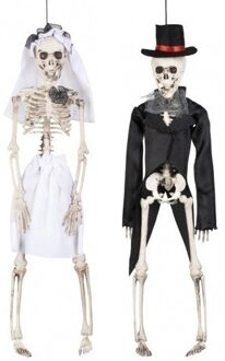 Decoratie horror skelet bruid en bruidegom poppen 41 cm Multi