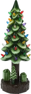 Decoratie kerstboom - met LED verlichting - groen - 40 cm - kunststof - kerstboom beeld