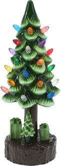 Decoratie kerstboom - met LED verlichting - groen - H30 cm