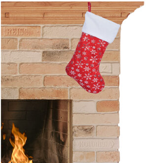 Decoratie kerstsok met sneeuwvlokken opdruk 42 cm