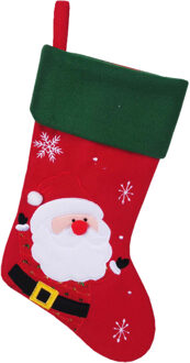 Decoratie kerstsok - rood - met kerstman - H45 cm - polyester
