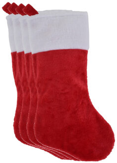 Decoratie kerstsokken - 4x - rood - H43 cm - polyester - traditioneel - kerstsokken