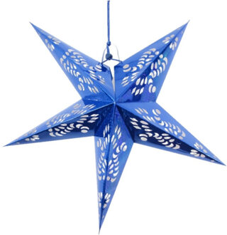 Decoratie kerstster lampion blauw 60 cm - Kerststerren