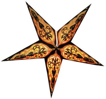 Decoratie kerstster - zwart/goud - 40 cm - papier - 5 punten - glitter - Kerststerren