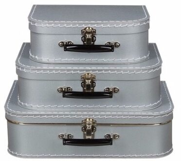 Decoratie koffertje zilver 25 cm - Kinderkoffers Zilverkleurig
