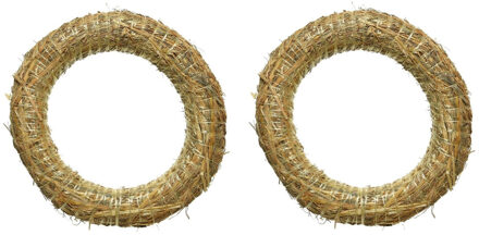 Decoratie krans van stro 25 cm - Set van 3x stuks - DIY kransen maken - Kerst deurkrans