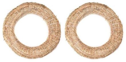 Decoratie krans van stro - 2x - 30 x 6 cm - DIY kransen maken - Kerst deurkrans - Knutselen Multi
