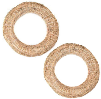 Decoratie krans van stro - 2x - 40 x 8 cm - DIY kransen maken - Kerst deurkrans - Knutselen