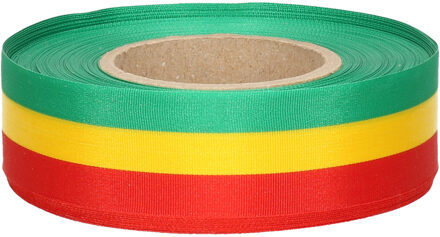 Decoratie Lint Limburg - rood/geel/groen - 25 mtr x 1 cm - Carnaval Multi