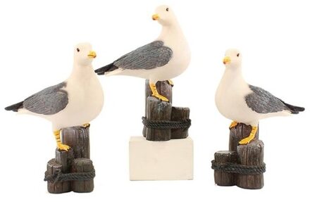 Decoratie meeuw - op paal - tuindecoratie - 22 cm
