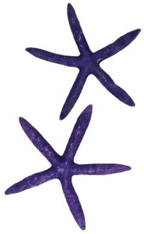 Decoratie paarse zeesterren - set 2x stuks - namaak artikel - zeesterren - maritiem leven