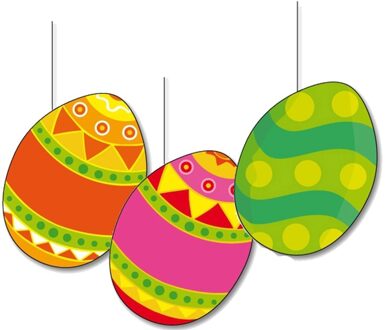 Decoratie paaseieren gekleurd 3 stuks