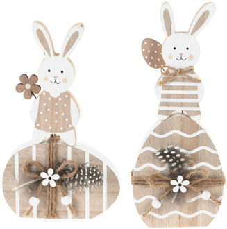 Decoratie paashaas met paasei 23,5 cm incl. Paashaas liggend ei 20 cm