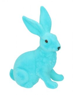 Decoratie paashazen blauw 23 cm