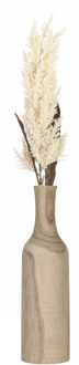 Decoratie pampasgras kunst pluim in houten vaas - creme wit - 88 cm - Kunsttakken Crème
