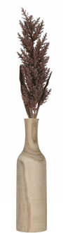 Decoratie pampasgras kunst pluim in houten vaas - donkerbruin - 88 cm - Kunsttakken