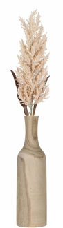 Decoratie pampasgras kunst pluim in houten vaas - lichtroze - 88 cm - Kunsttakken
