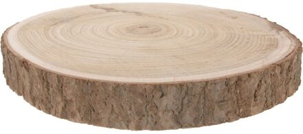 Decoratie Paulowna houten boomschijf Dia 29-34 cm - Kaarsenbord/kaarsenplateau Bruin