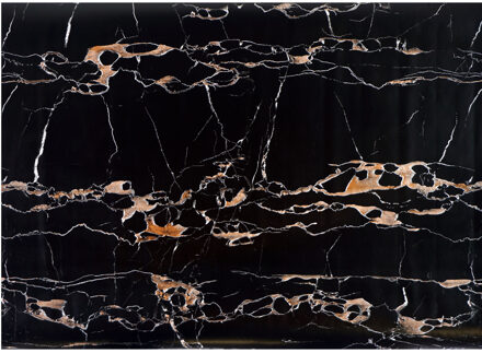Decoratie plakfolie - 2x - marmer patroon zwart/goud - 45 cm x 2 m - zelfklevend