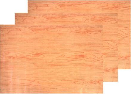 Decoratie plakfolie - 3x - lichtbruin hout patroon - 45 cm x 200 cm - zelfklevend