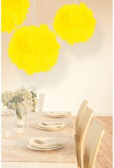 Decoratie pompom neon geel