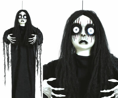 Decoratie pop horror meisje Juliette - Halloween thema - hangend - 90 cm Zwart