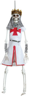 Decoratie ridder skelet pop - Halloween/horror - middeleeuws thema - hangend - 45 cm Wit