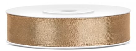Decoratie satijn sierlint - goud - 12 mm x 25 meter - Cadeaulint satijnlint Goudkleurig