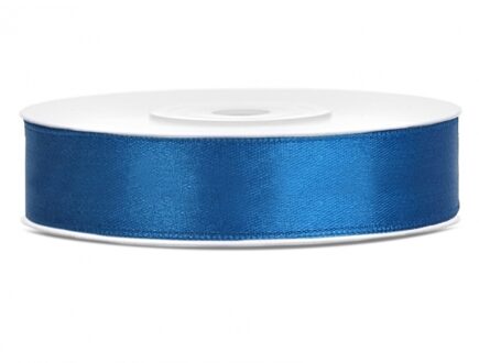 Decoratie satijn sierlint - kobalt blauw - 12 mm x 25 meter - Cadeau - Cadeaulinten