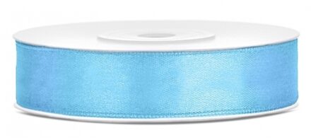 Decoratie satijn sierlint - lichtblauw - 12 mm x 25 meter - Cadeaulint satijnlint
