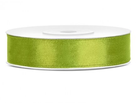 Decoratie satijn sierlint - limegroen - 12 mm x 25 meter - Cadeau - Cadeaulinten