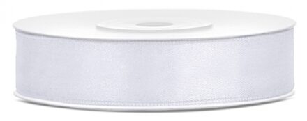 Decoratie satijn sierlint - wit - 12 mm x 25 meter - Cadeaulint satijnlint
