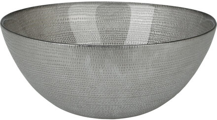 Decoratie schaal/fruitschaal - glas - zilver - rond - D28 x H11,5 cm