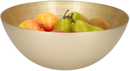 Decoratie schaal/fruitschaal van glas goud rond D28 x H11,5 cm - Fruitschalen Goudkleurig