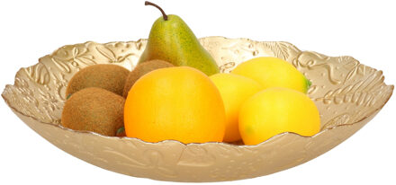 Decoratie schaal/fruitschaal van glas goud rond D30 x H6 cm