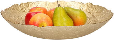 Decoratie schaal/fruitschaal van glas goud rond D40 x H7 cm - Schalen Goudkleurig