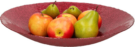 Decoratie schaal/fruitschaal van glas rood rond D40 x H7 cm