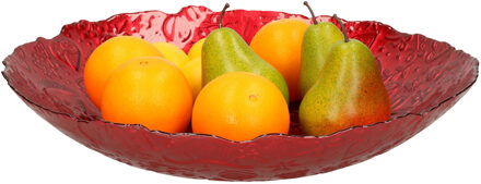 Decoratie schaal/fruitschaal van glas rood rond D40 x H7 cm