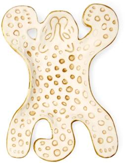 Decoratie schaaltje luipaard wit 13cm