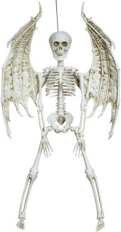 Decoratie skelet pop - met vleugels - 46 cm - hangend?- kunststof - Halloween/horror versiering Wit