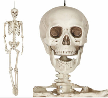 Decoratie skelet pop realistisch - Halloween/horror versiering - hangend - 160 cm Wit