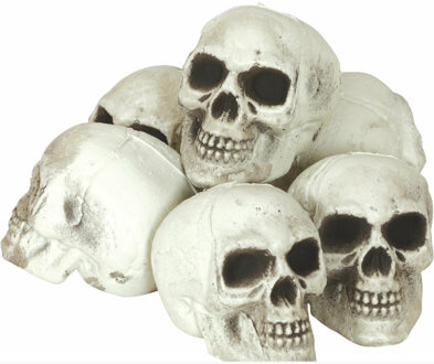 Decoratie skelet schedels/doodskopen set - 6x stuks - 8 cm - Horror/Halloween kerkhof thema