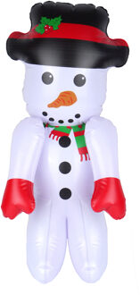 Decoratie sneeuwpop - opblaasbaar - H65 cm - opblaas figuur/pop Wit