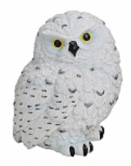 Decoratie sneeuwuil - wit - polystone - 11 cm - uilen beeldje