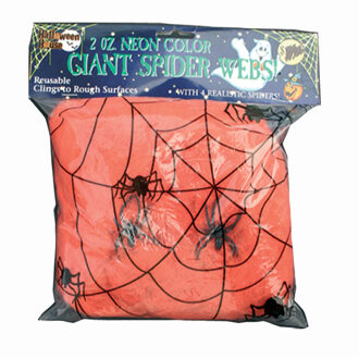 Decoratie spinnenweb oranje 50 gram
