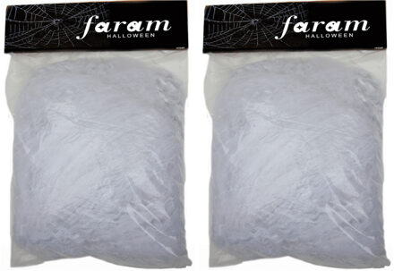 Decoratie spinnenweb/spinrag groot - 2x - 850 gram - wit - Halloween/horror versiering