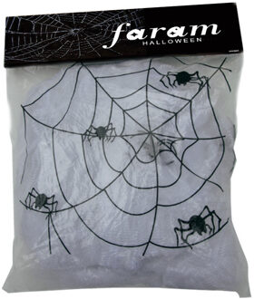 Decoratie spinnenweb/spinrag met spinnen - 100 gram - wit - Halloween/horror versiering
