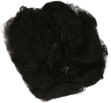 Decoratie spinnenweb/spinrag met spinnen - 20 gram - zwart - Halloween/horror versiering